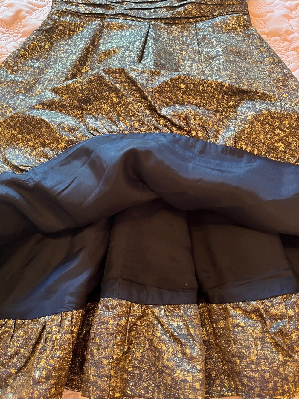 Theia Gold Foil Fit & Flair Dress - Picture 11 of 12